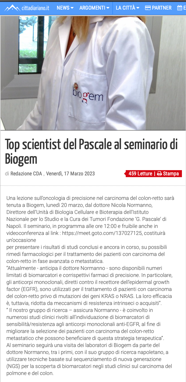 Top scientist del Pascale al seminario di Biogem